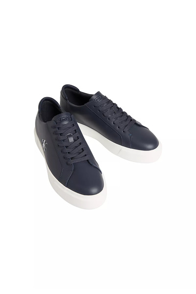 Calvin Klein Men's Leather Laced Comfortable Sole Ck Lettering Detail Navy Bl...