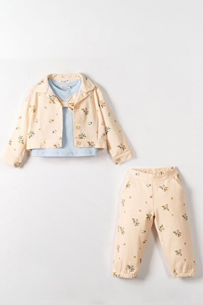 HAUSEkids 1-4 Years Old Sophie Blue Girl's 3-Piece Set-Latte