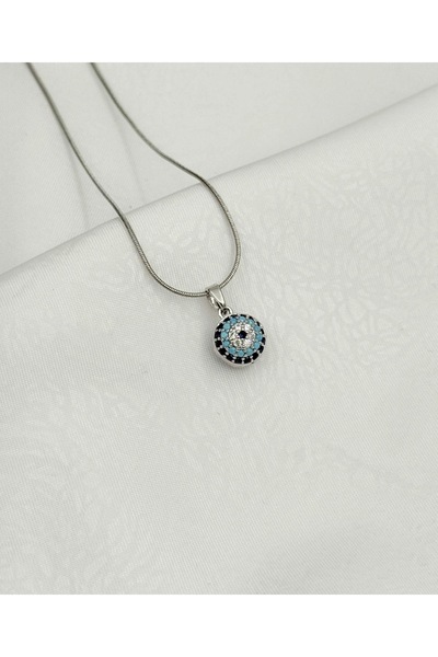 SY AKSESUAR Steel Silver Evil Eye 45cm Necklace