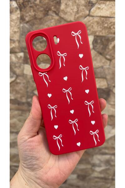 Vip Case Redmi 13C Compatible Heart Bow Patterned Silicone Shock-Absorbing Ca...