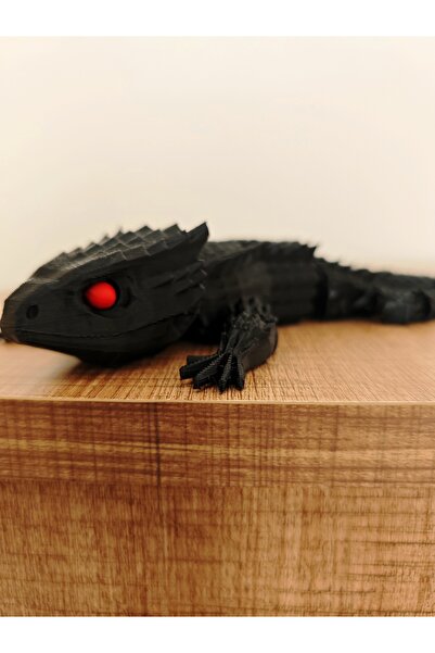 3D Karamürsel 3D Baskı Hareketli Eklemli Kırmızı Gözlü Kertenkele Ejderha Fig...