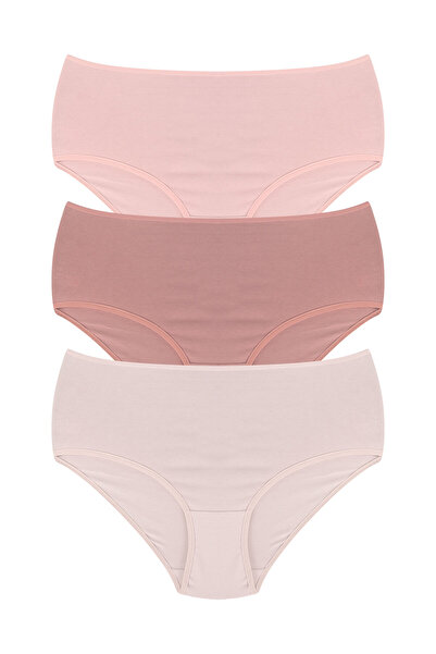 delis Set 3 perechi de chiloti din bumbac, pentru dama, 54100, Roz
