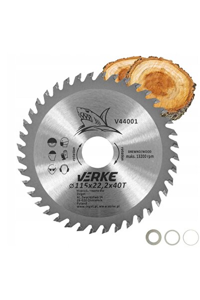 VERKE Disc circular vidia 40T, pentru lemn, 115 x 22.2mm,