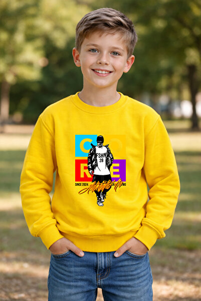 ADABEBEK سويت شيرت أطفال مطبوع بنمط الدنيم الفاخر 26012