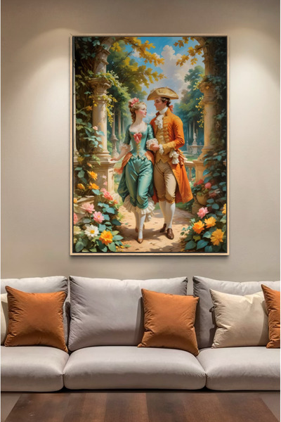 ARTAN GALLERY İtalyan Kadife Klasik Aşk Duvar Tablosu | Saray Romantik | Yağl...
