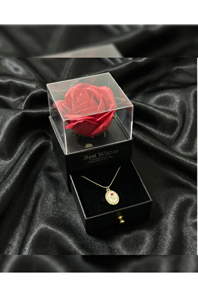 PURE BERRY GÜL MOTİFLİ VİNTAGE ÇELİK KOLYE ÖZEL GÜL KUTUSUNDA 8 MART KADINLAR...