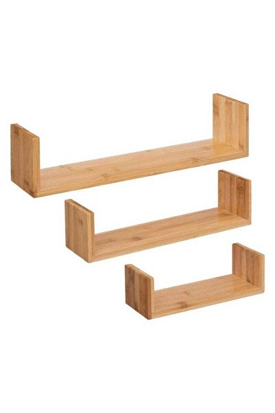 Generic مجموعة رفوف حائط عائمة من بامبو من فايف سيمبلي سمارت مكونة من 3 قطع