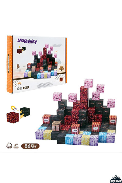 Apexma Manyetik Yapı Blokları – Çocuklar Için Renkli 3 Boyutlu 86 Parça Manye...