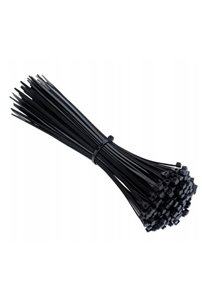 zola Set de 100 șoareci/coliere din plastic, negre, 200x3,6 mm