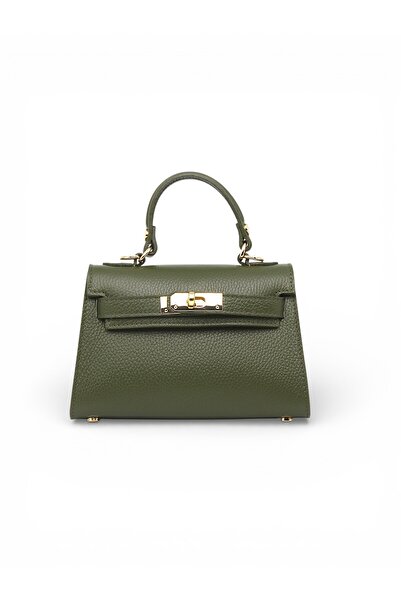 LA FIGURA Зелена дамска Чанта от Естествена кожа , произведена в Италия