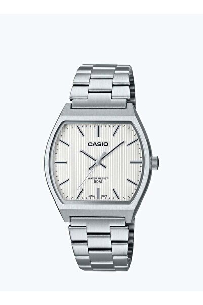 Casio Men's White Dial Quartz Watch with Stainless Steel Strap