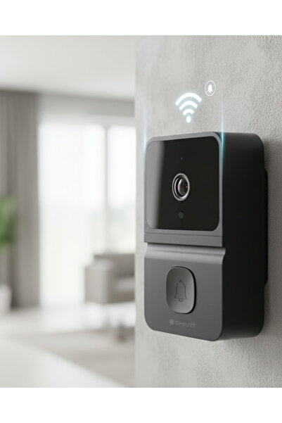 Mestore ŞARJLI KAMERALI KAPI ZİLİ SİYAH