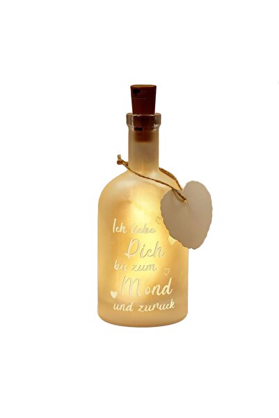 Other Sticlă LED Romantică - Ich Liebe Dich, Sticlă și Plută, Lumină Caldă, B...