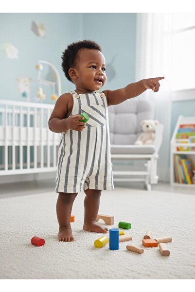 Tiffany Baby Stripe Theme Keten Salopet Tulum 16003