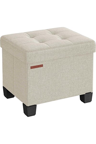 SONGMICS storage stool, MDF/textile, cream/black, 32 x 40 x 33.5 cm