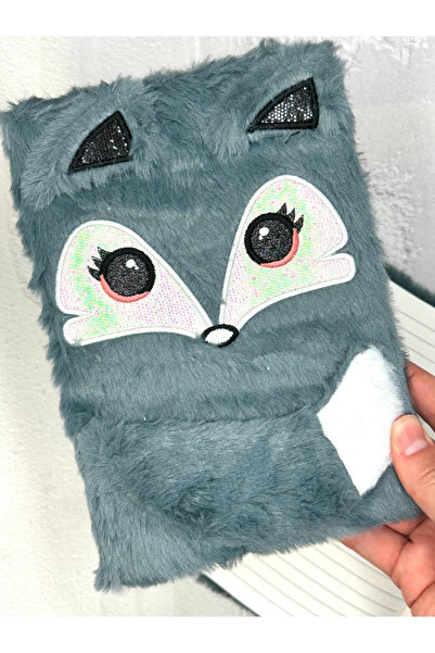 ZeCo Collection Plush Fox Patterned Daily Gray/ Souvenir Notebook