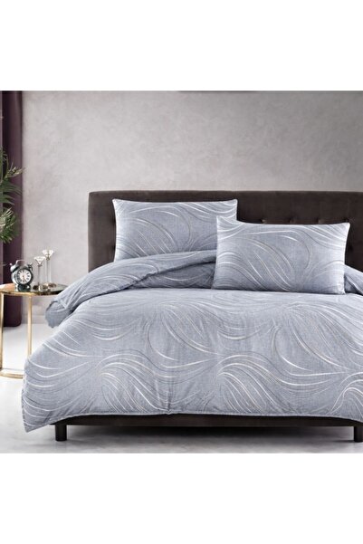 First Choice Double bed linen Cotton ranforce Donis gray with wavy lines