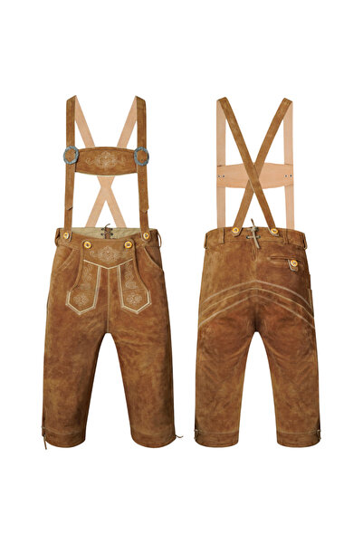 Other Pantaloni Lederhosen Oktoberfest - Piele Naturala, Broderie, Bretele, M...