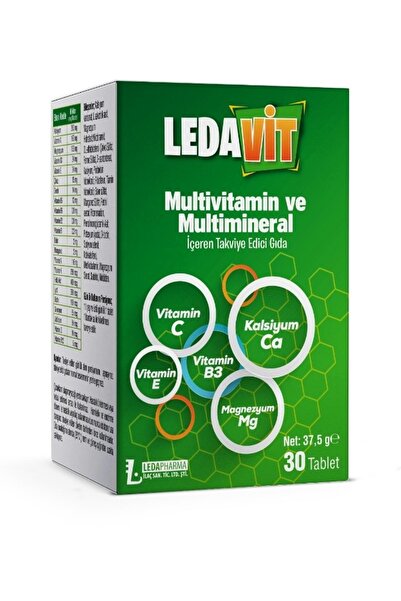 LedaPharma Ledavit Multivitamin Mineral 30 Tablet (KALSİYUM MAGNEZYUM ÇİNKO D...
