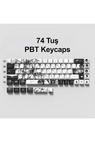 silabor 74 Tuş Orijinal Yan Baskılı Yarı Saydam PBT Süblimasyon Mekanik Klavy...