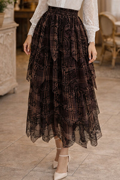 benguen Fusta cu volane A60691 Maro