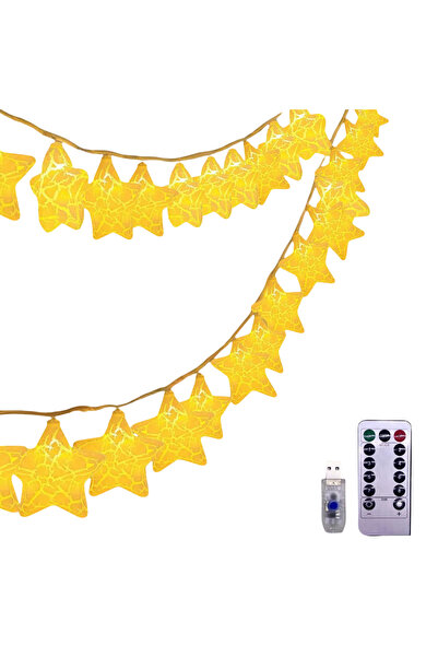 Other Instalatie Brad Stelute LED - 8 Moduri, Telecomanda - 6m, USB, Alb Cald