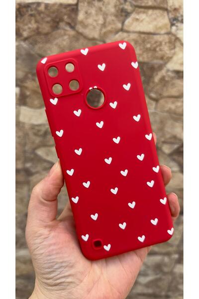 Vip Case Realme C21Y and C25Y Compatible Mini White Heart Patterned Silicone ...