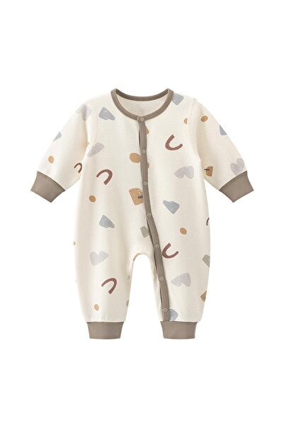 Other Newborn Jumpsuit - 100% Cotton , Long Sleeve, Buttons - White, 6-9 months