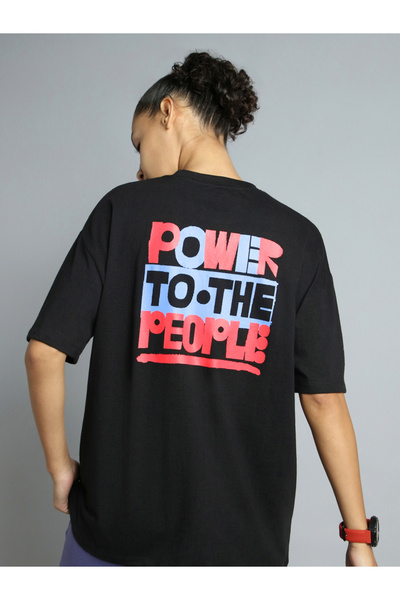 Cult By Styli Women Black Oversized Back Graphic T-Shirt