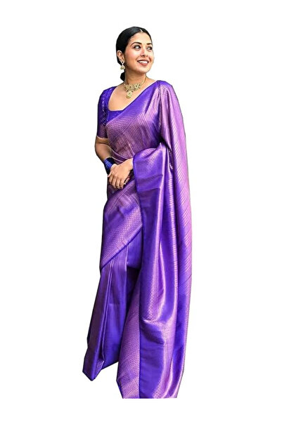 MYSMAR Purple Lichi Silk Saree - MAF3040 | Purple