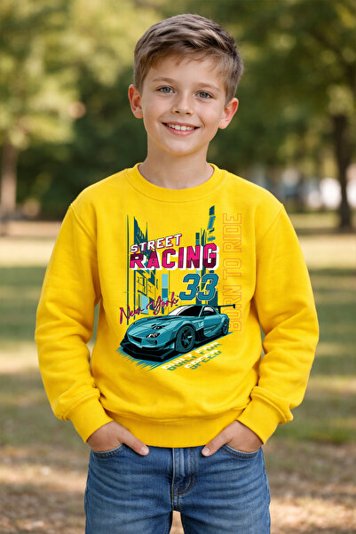 ADABEBEK سويت شيرت أطفال مطبوع عليه Premium Street Racing 26127