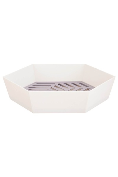 Thirty Three Design Fruit, vegetable, food basket, white, with gray drain tra...