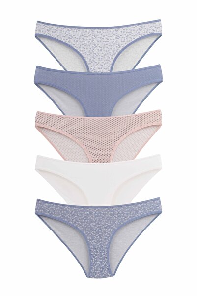 delis Set 5 perechi de chiloti din bumbac, pentru dama, 33000, Multicolor