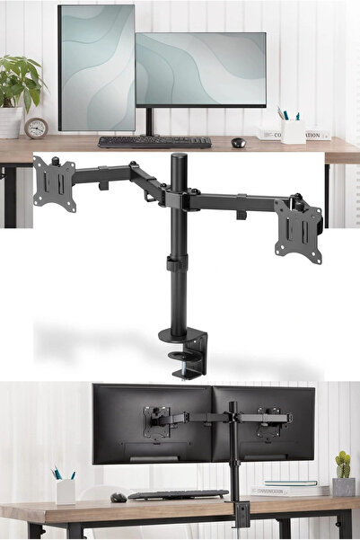 WiderMarkt Çift Monitör Standı 14-32 İnç 7Kg Taşıma 360° Döner Masa Üstü Moni...