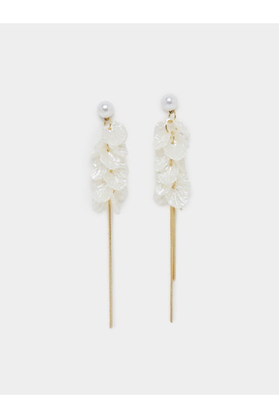 Styli White Pearl Petal Dangle Earrings