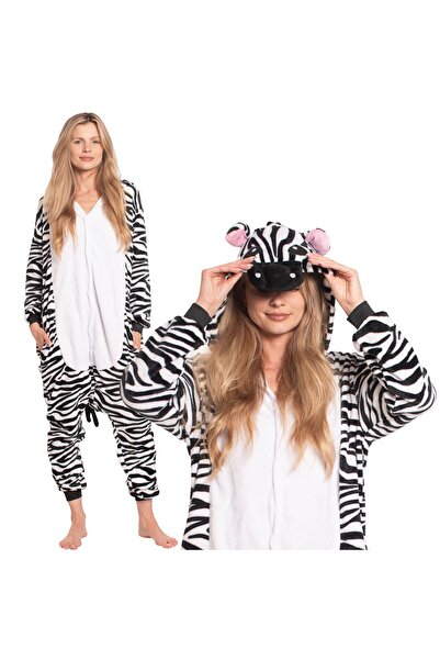 Other Kigurumi Zebra Onesie Pajamas — Fluffy Home Jumpsuit, Hooded Onesie Cos...