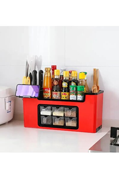 Thirty Three Design Multifunctional kitchen organizer 6 compartments, red pla...