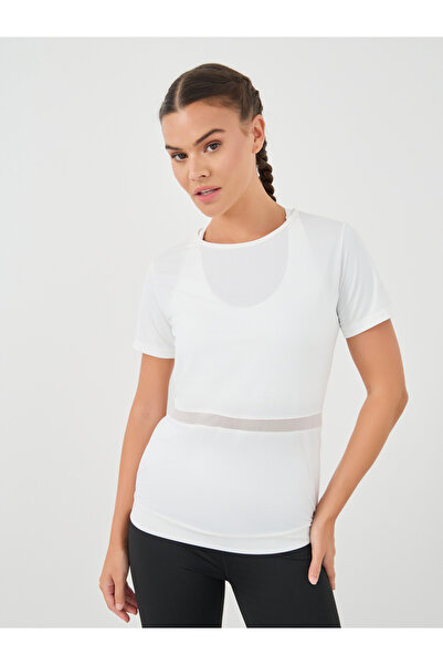 Styli Textured Mesh Insert Short Sleeve Top