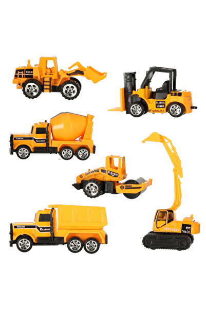 Ikonka Set 6 masinute de constructie pentru copii, Ikonka, betoniera, stivuit...