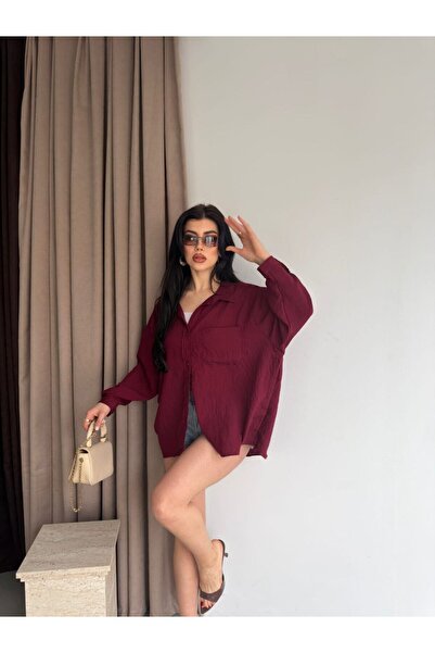 DONNA LISSA Modal Fabric Pocket Detailed Oversize Premium Shirt