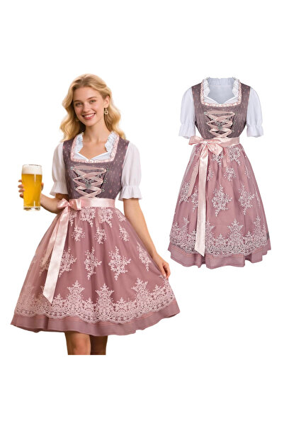Other Rochie Dirndl Midi Oktoberfest - Stil Tradițional Bavarez, Broderie - V...