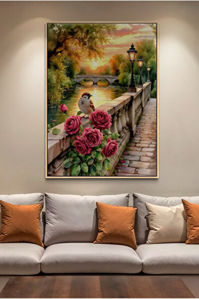 ARTAN GALLERY İtalyan Kadife Duvar Tablosu | Gün Batımı Gül Manzarası | Yağlı...