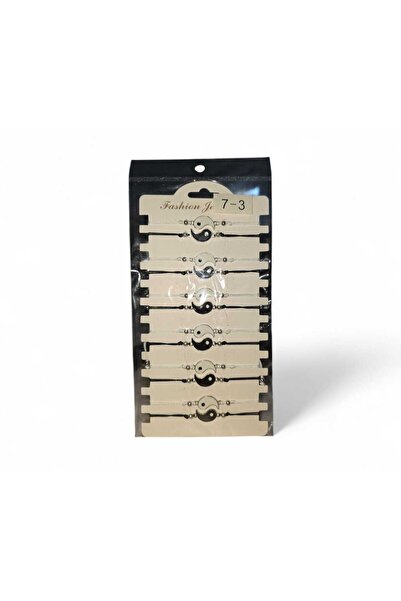 NoNameStore7 Set 12 bratari, Dimensiune reglabila, Șnur alb si negru, Yin și ...