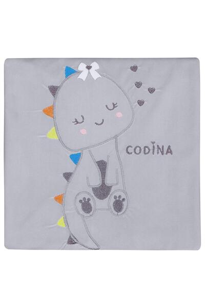 Albimini بطانية مطرزة على شكل زرافة - رمادي قياسي