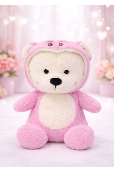 Heribom 60 Cm Dev Kapüşonlu Ayı Peluş Ayıcık Peluş Oyuncak Hediyelik Oyuncak