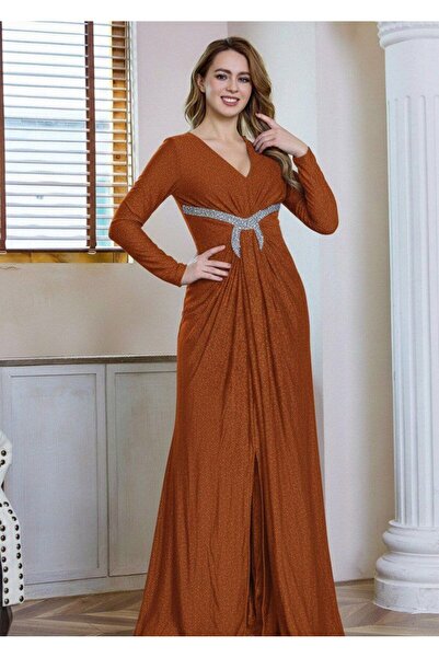 alqarat Aria Flowing Gown with Crystal Details