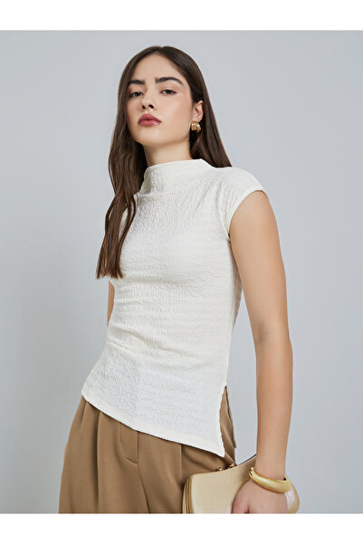 Styli Beige Knit Textured Sleeveless Top