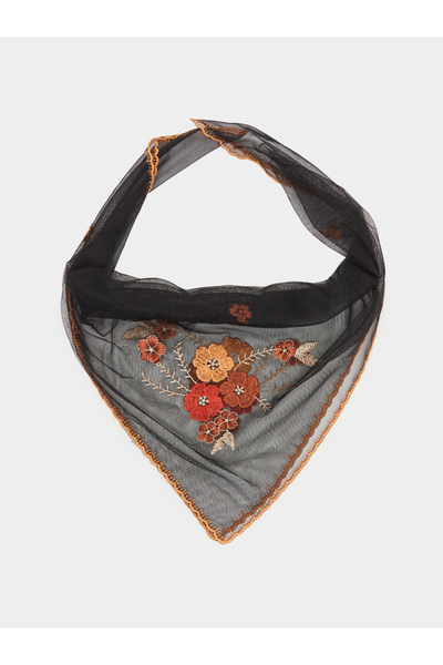 Styli Embroidered Floral Mesh Bandana Scarf
