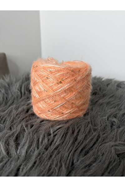 VELİNACOLLECTİON Şeftali ( Somon Ton) Üç Katlı Pullu Moher Örgü İpi 100 gr