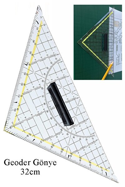 Artlantis Geoder Üçgen Cetvel 32 cm 1 Adet Geoderik Modelist Gemici Gönyesi G...